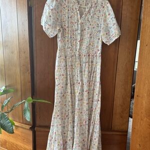 Doen Floral Maxi Dress - Cream and Pink
